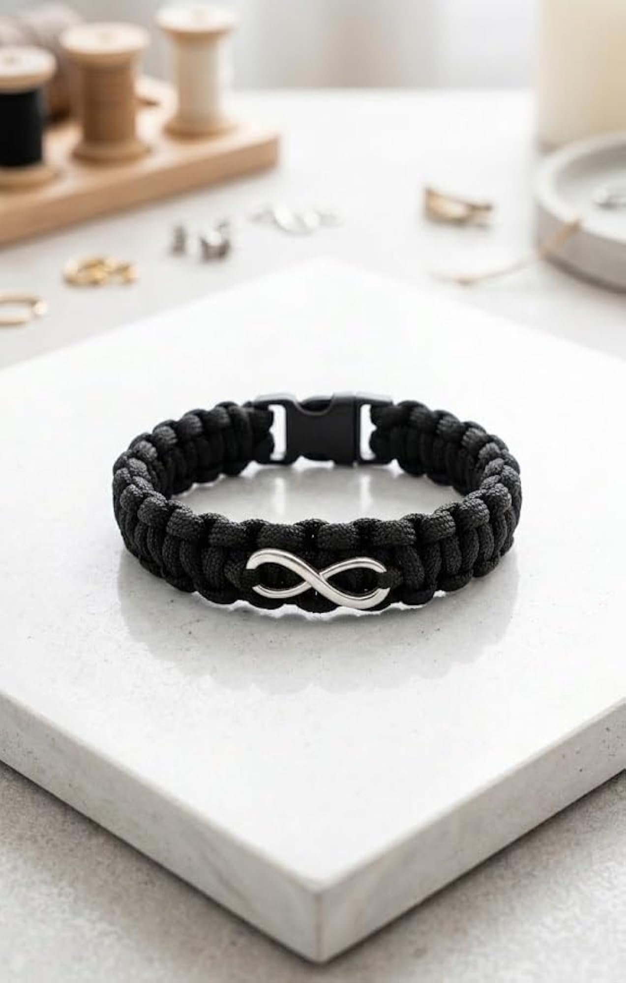 Fabric Thread Bracelet with Infinity Charm, Adjustable